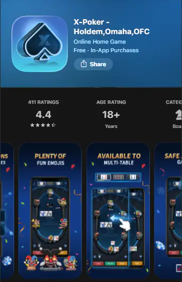Trang chính thức của ứng dụng X-Poker trên App Store